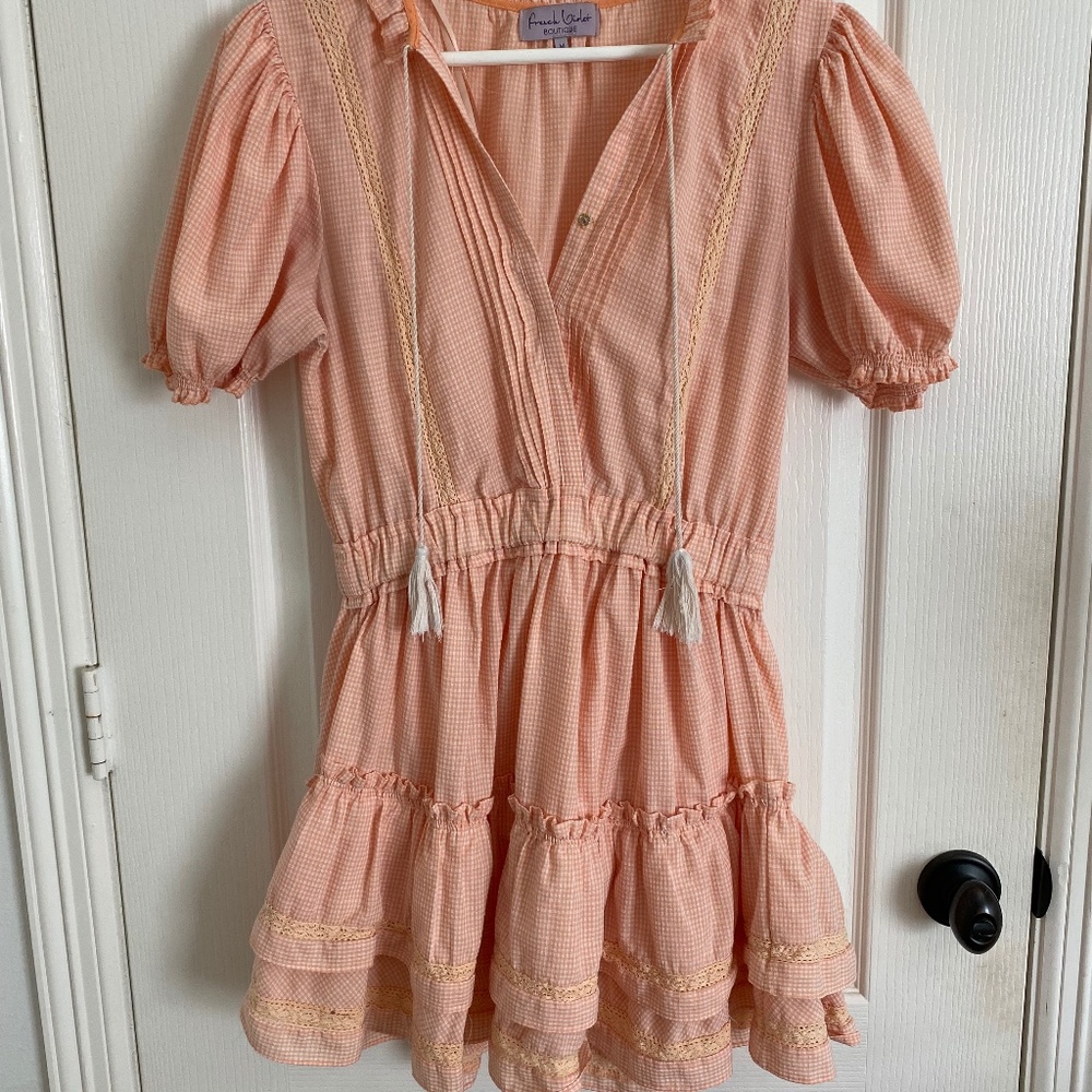 Peach Ruffle Mini Dress